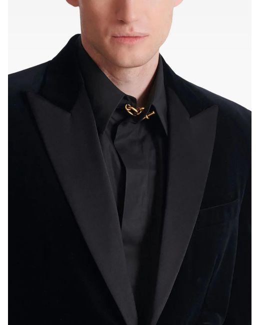 Balmain Black Velvet Single-Breasted Blazer for men