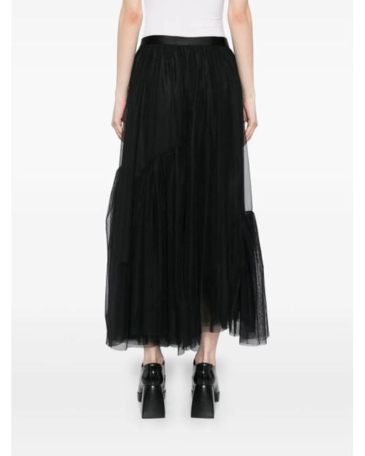 JNBY Black A-Line Flounce Hem Waist Skirt