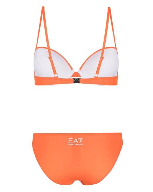 EA7 Orange Bikini À Logo Imprimé
