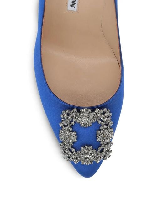 Manolo Blahnik Blue Hangisi 105Mm Appliqué Pumps