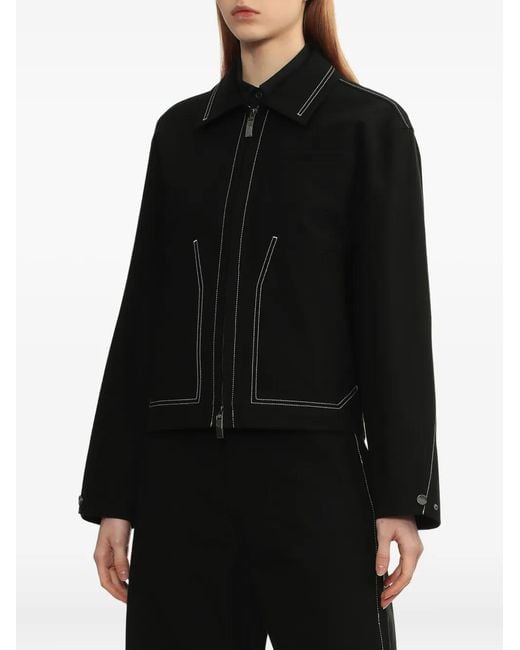 Adererror Black Contrast-Stitch Zip-Up Jacket