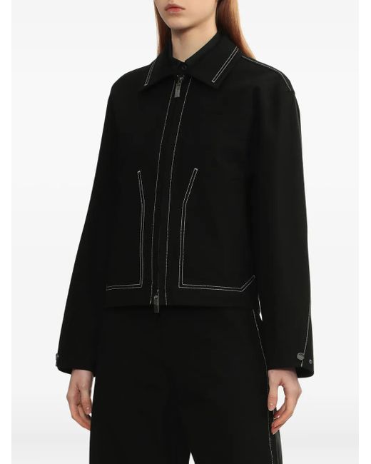 Adererror Black Contrast-Stitch Zip-Up Jacket