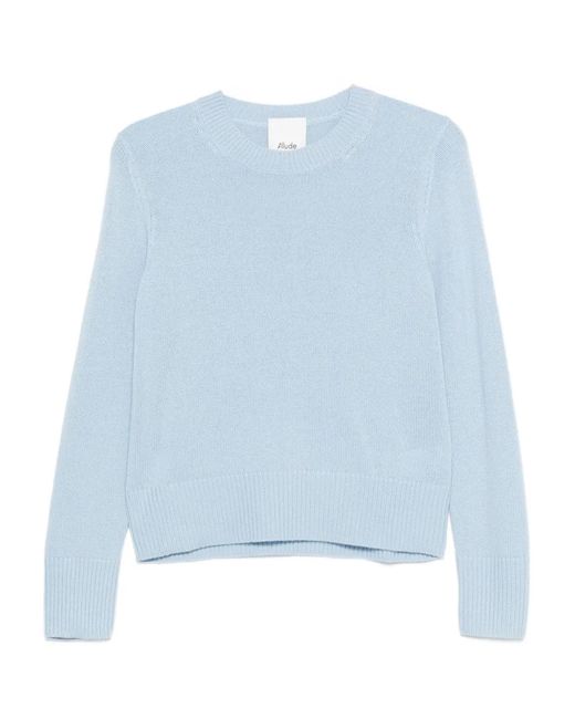 Allude Blue Crew-Neck Cashmere Sweater
