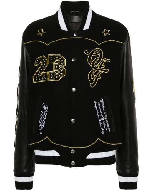 Off-White c/o Virgil Abloh Black Off- Varsity Bling Horseshoe Jacket