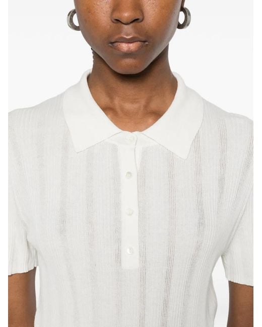 Bompard White Ribbed Polo Shirt