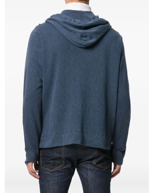 James Perse Blue Cotton Zip-Up Hoodie for men