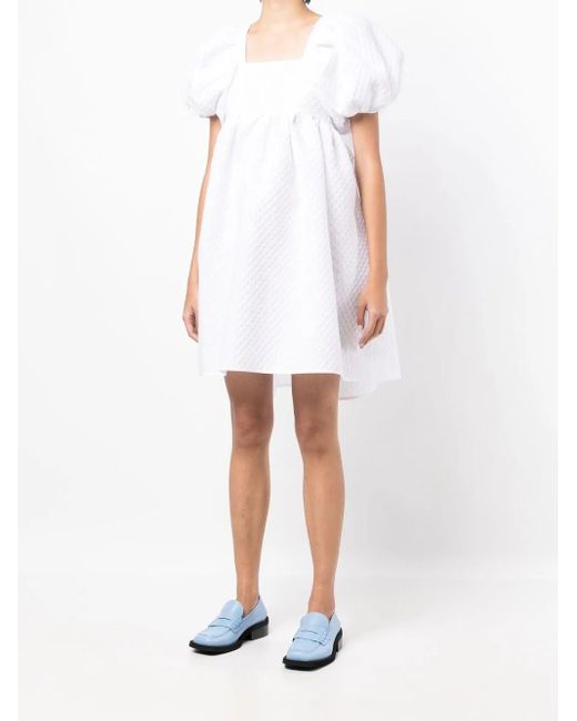 CECILIE BAHNSEN White Tilde Puff-Sleeved Dress