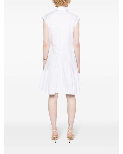 Sleeveless poplin shirt dress Pinko de color White