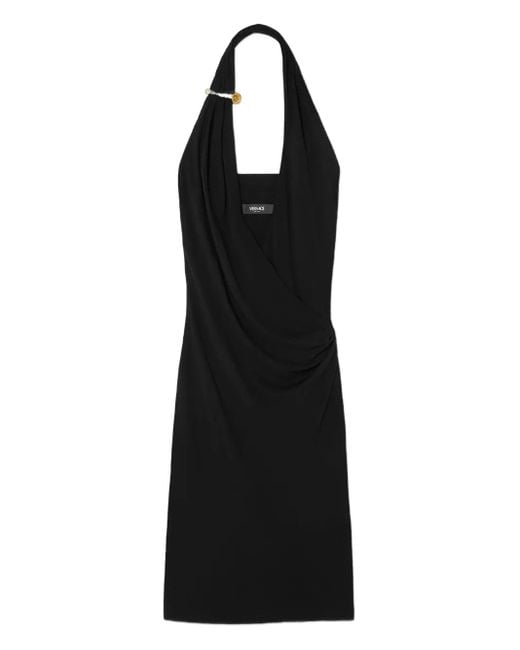 Versace Black Halterneck Crêpe Midi Dress