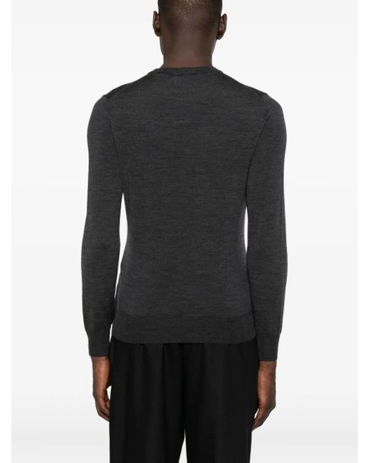 Canali Black Crew-Neck Wool T-Shirt for men