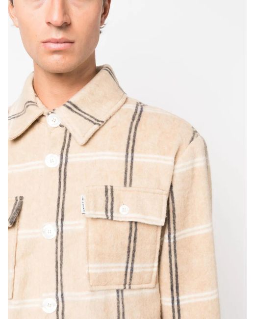 FAMILY FIRST Natural Jersey-Fleece Check-Plaid Shirt for men