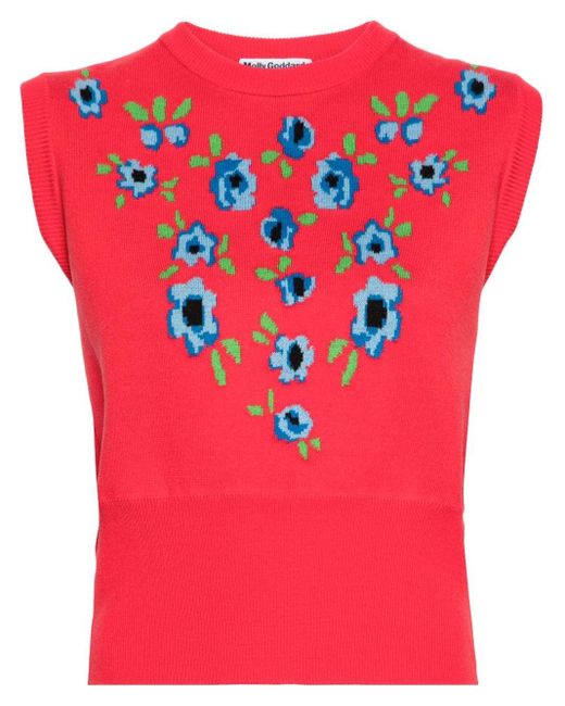 Molly Goddard Pink Rosie Floral-jacquard Cotton Vest - Women's - Cotton