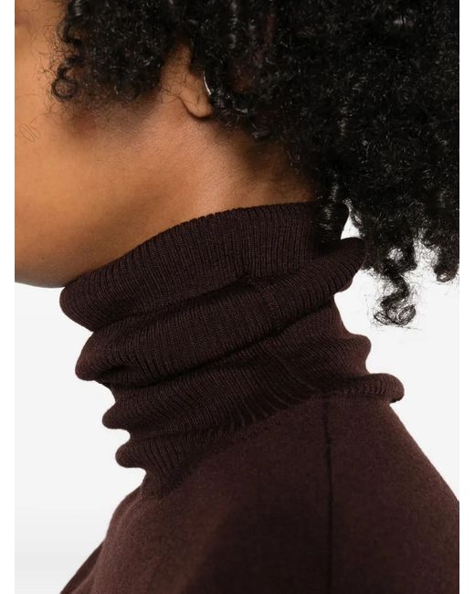 Daniele Fiesoli Brown Turtleneck Merino-Wool Sweater
