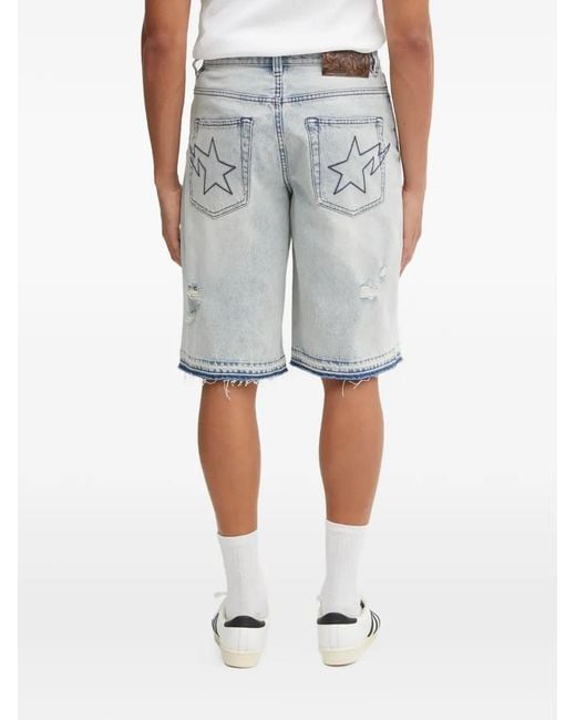 A Bathing Ape Blue Destroyed Sta Shorts for men