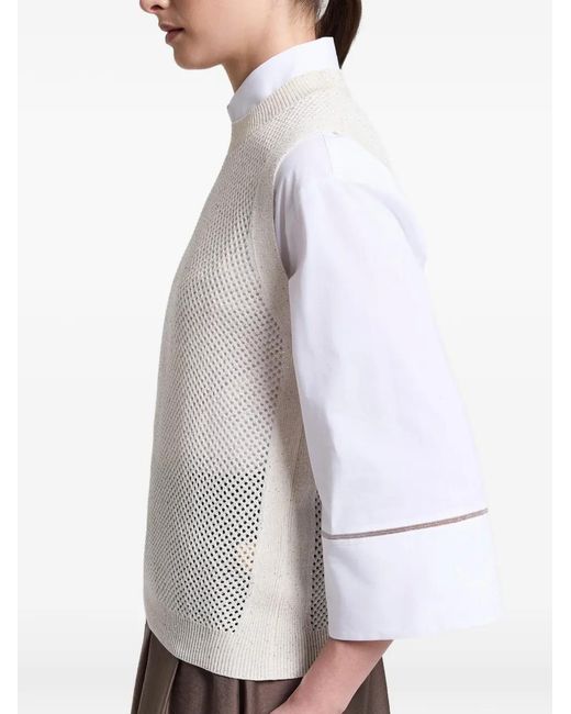 Peserico White Open-Knit Vest