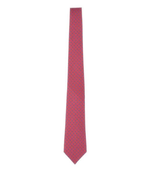 Corbata de seda con motivo floral Kiton de hombre de color Pink