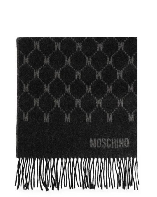 Moschino Black Cashmere Scarf With Monogram