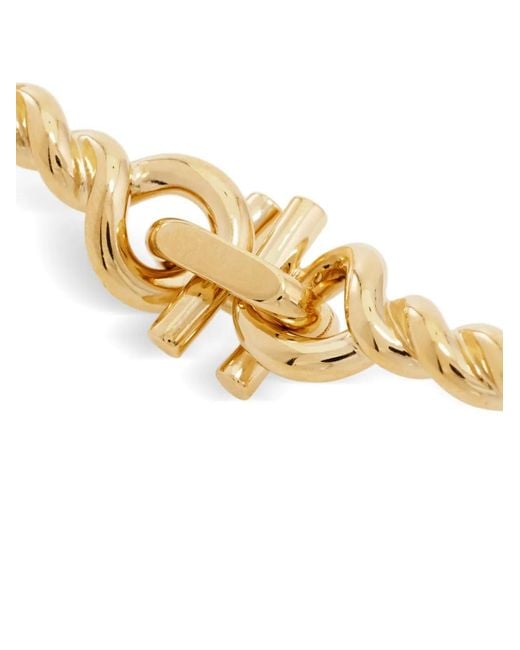 Ferragamo Metallic Twisted Chain Gancini Necklace