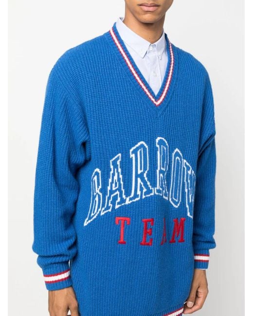 Maglione Con Logo A Intarsi di Barrow in Blue da Uomo