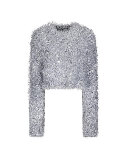 Junya Watanabe White Metallic-Effect Eyelash-Knit Sweater