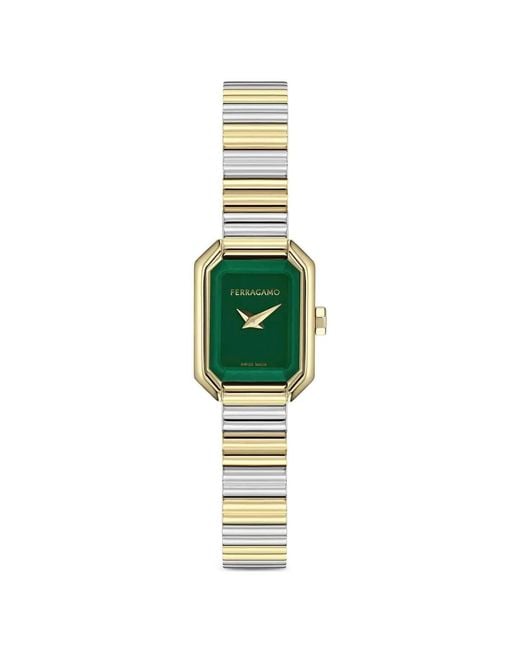 Ferragamo Green Montre Crystal Petite 22 Mm