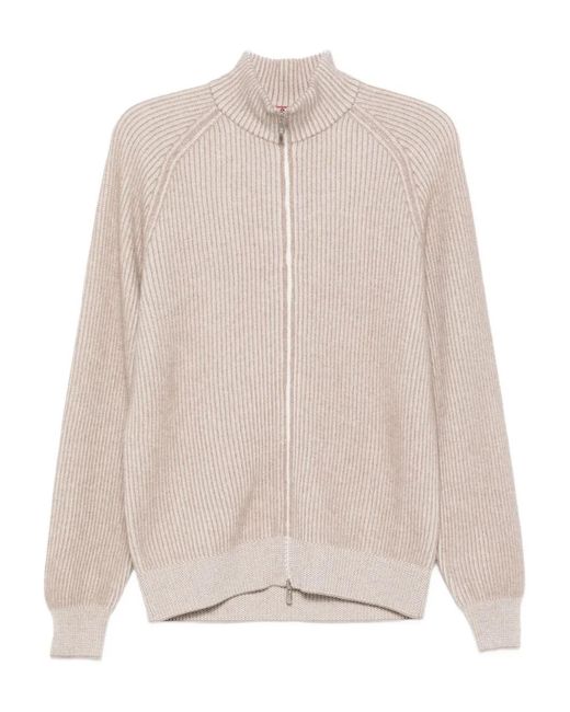 Brunello Cucinelli Natural Cashmere Zipped Cardigan for men