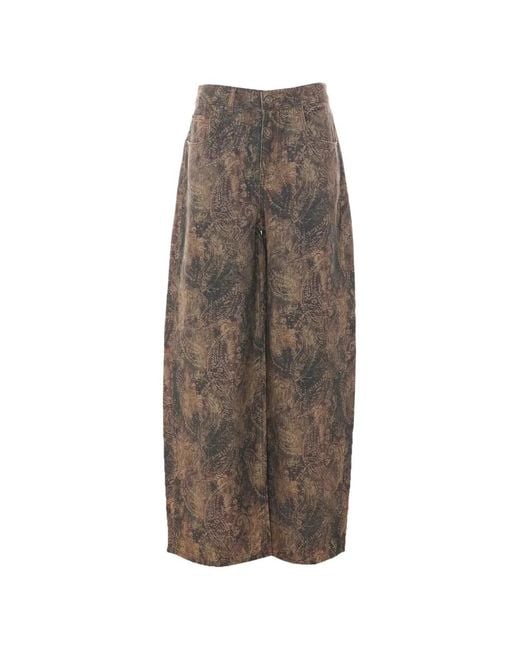 Liu Jo Brown Paisley-Print Wide-Leg Jeans