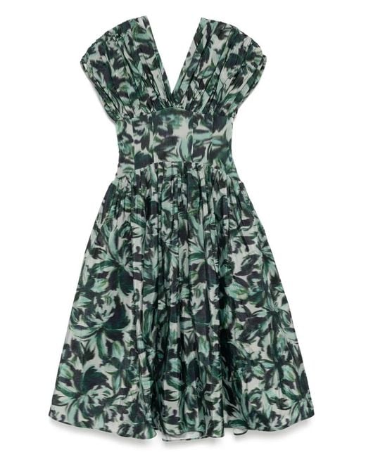 Amsale Green Drop-Waist Corset Dress