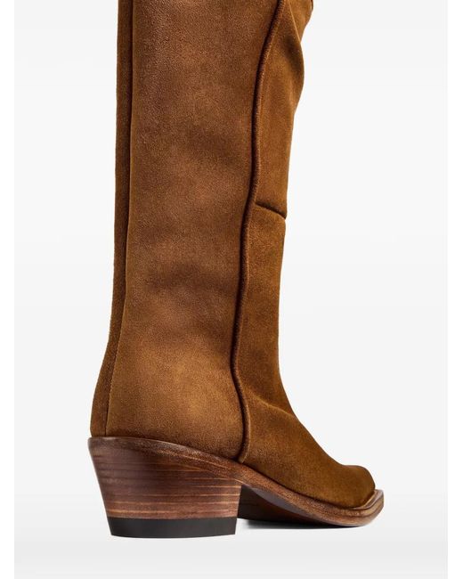 Khaite Brown Clive Suede Cowboy Boots