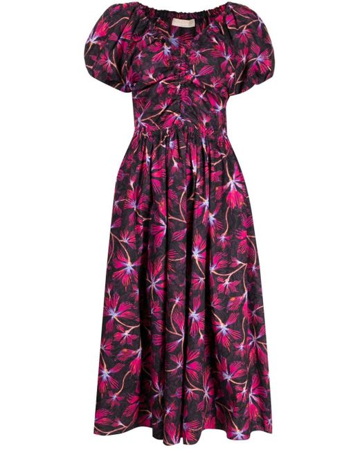 Ulla Johnson Purple Cecile Floral-print Dress