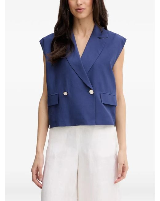 Fracomina Blue Double-Breasted Sleeveless Top