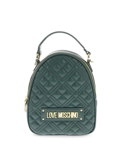 Moschino Green Quilted-Pattern Tote Bag