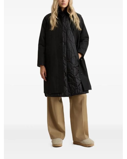 Woolrich Black Faux-Fur Collar Button-Fastening Coat