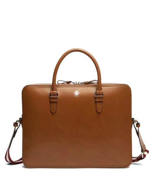 Bally Brown Ray Leather Briefcase for men
