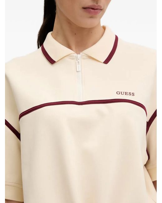 Guess Natural Piped Drawstring-Hem Polo Top