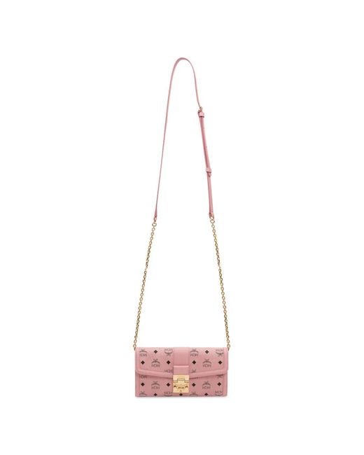 MCM Pink Tracy Monogram Clasp Wallet