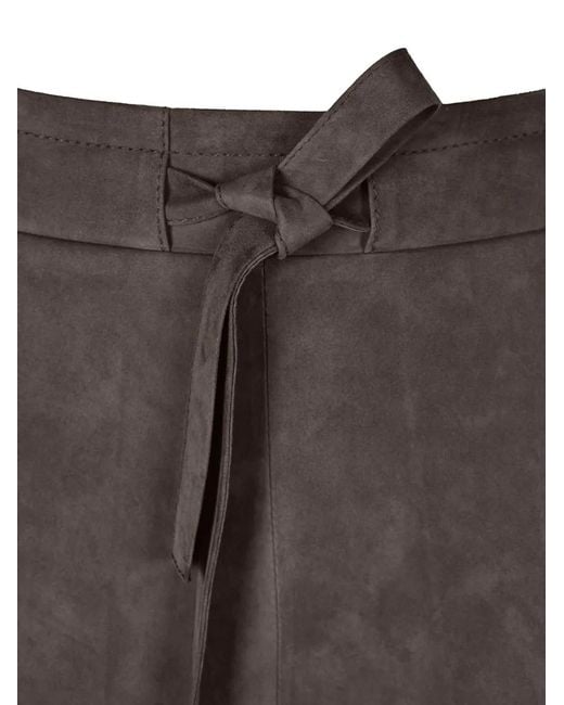 Desa Nineteenseventytwo Brown Tie-Waist Suede Palazzo Trousers