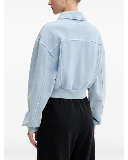 Moschino Women's Blue Button-Fastening Cropped Denim Jacket