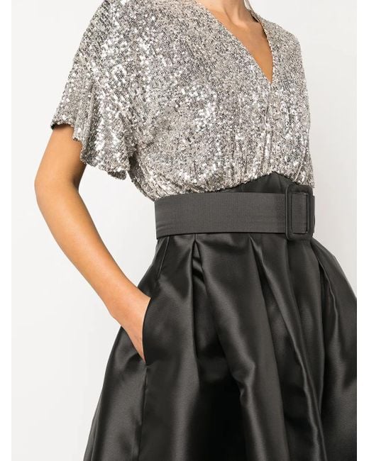 Sachin & Babi Black Simone Sequin-Embellished Gown