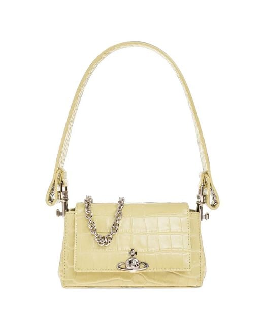 Vivienne Westwood Metallic Small Hazel Croc-Effect Shoulder Bag