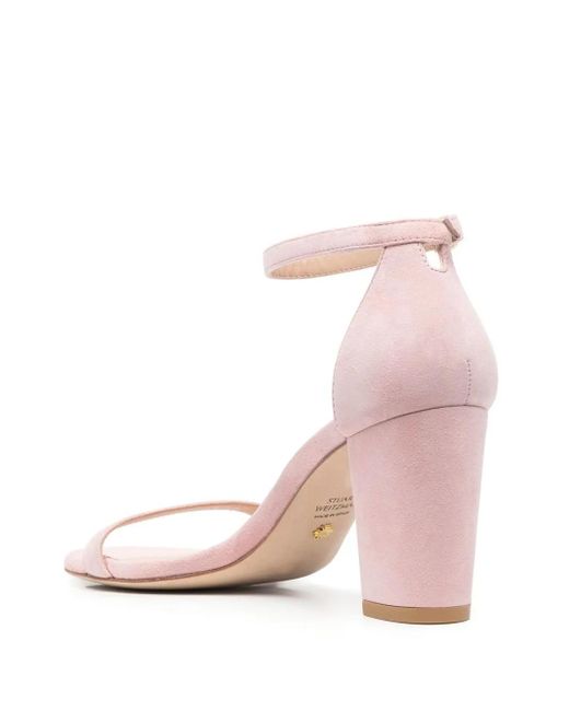Stuart Weitzman Pink Block-Heel Open-Toe Sandals