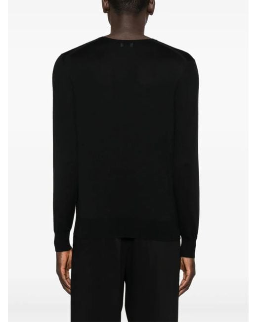 Saint Laurent Black Round-Neck Panelled Wool Sweater for men