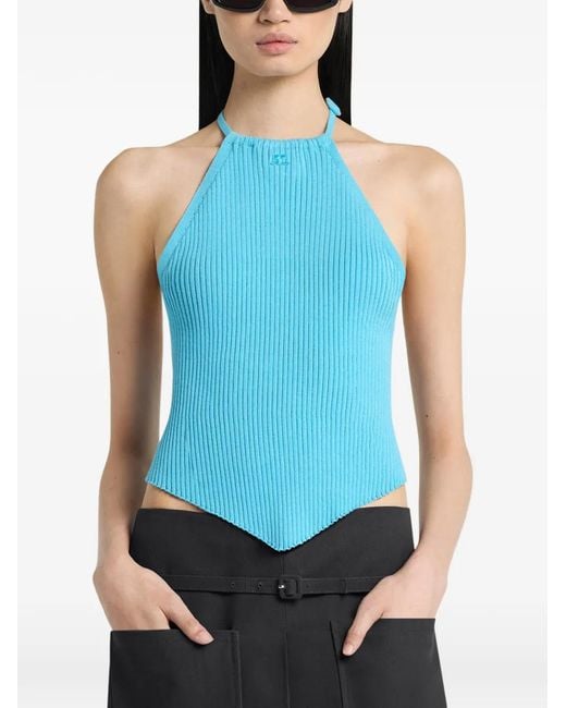 Courreges Geribbelde Tanktop in het Blue