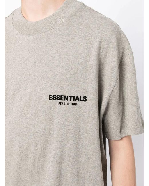 Fear Of God Gray Logo-Print Cotton T-Shirt for men