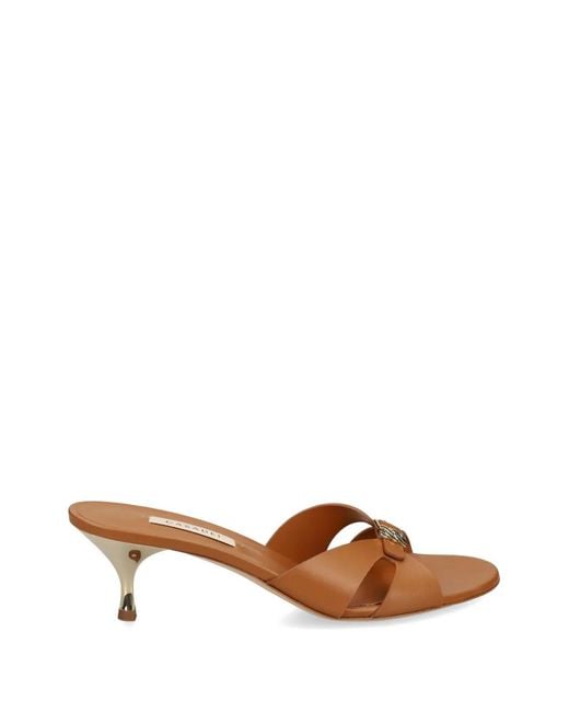 Casadei Brown Logo-Plaque Leather Sandals