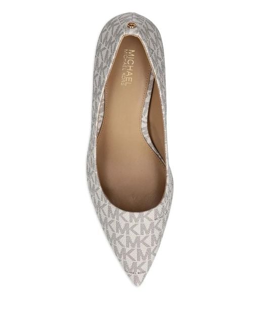 Michael Kors White Monogram Heeled Pumps