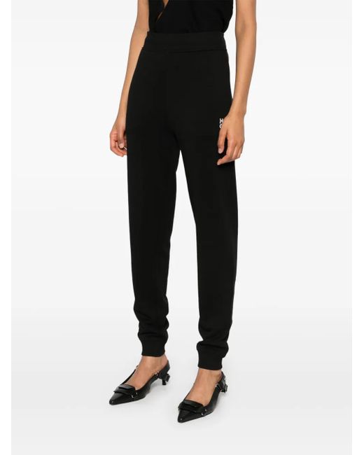 HUGO Black Logo-Embroidered Cotton Track Pants