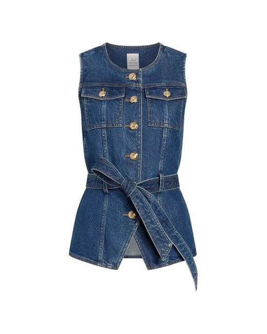 Cinq À Sept Blue Reenee Button Belted Jean Vest