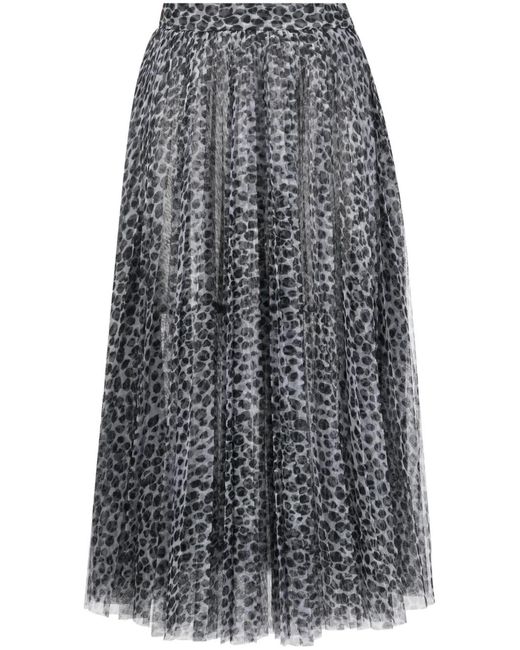 Philosophy Di Lorenzo Serafini Gray Animal-Print Pleated Midi Skirt