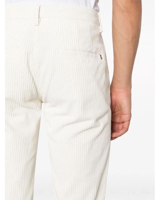 Dondup White Fine-Ribbed Tapered Trousers for men